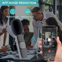 K9 Microphone Wireless Mic Clip On 20m Vlog Smartphone Type C / Iphone - Type C