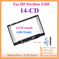 14”Original For HP Pavilion X360 14-CD LCD Display Touch Screen Digitizer For HP x360 14-CD Display with Frame Replacement 14CD
