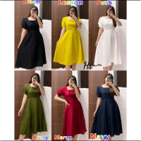 DRESS LORRA NEW casual karet Wanita Pesta /midi dress Gaun Nyaman Panjang Santai Cantik Natal Maxi b