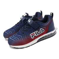 Fila 慢跑鞋 J402X 童鞋 中大童 深藍 紅 經典 魔鬼氈 包覆 透氣 氣墊 運動鞋 3J402X313
