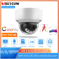 Vikylin OEM Hikvision 8MP Smart Hybrid Light Dome IP Camera DS-2CD1183G2-LIUF Built-in Mic SD Card Surveillance Network Camera