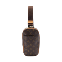 【二手名牌BRAND OFF】LOUIS VUITTON LV 路易威登 棕色 原花 PVC塗層帆布 Pochette Gange 胸包 肩背包 M51870