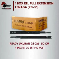 1 BOX Rel Laci 2x Double Tarik Full Extension Huben Lenaga RD 35mm Uk 25 CM - 50 CM (20PSG) 40 CM 1 
