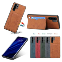 Vintage Soft Case for Huawei P30 Pro Cover With Card Slot HuaweiP30Pro casing TPU Silicone Stand P30Pro Protector Fundas