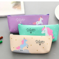Cute unicorn pu Pencil case Stationery Storage Organizer Bag School Office Supply Escolar material escolar