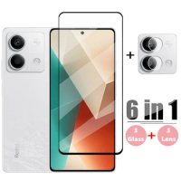 6in1 Glass For Redmi Note 13 Full Cover Tempered Glass Redmi Note 13 Screen Protector HD Protective Phone Film Redmi Note 13