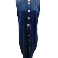 Outer Glowing Tanpa Lengan Biru Tua dengan Tombol Depan untuk Tampilan Elegan dan Nyaman