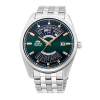 ORIENT 東方錶 官方授權 東方錶萬年曆機械鋼帶錶-綠-43.5mm(RA-BA0002E)