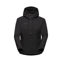 【Mammut 長毛象官方直營】Hiking WB Hooded Jacket AF W 健行防風連帽外套 女款 黑色 #1012-00401
