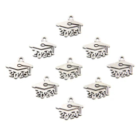 30Pcs Antique Silver Plat Charms 2023 Graduation Cap Diploma for Personalized Jewelry Making DIY Pendant Necklace