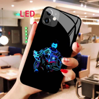 Luminous Tempered Glass phone case For Apple iphone 12 11 Pro Max XS mini Thor Acoustic Control Protect LED Backlight cover