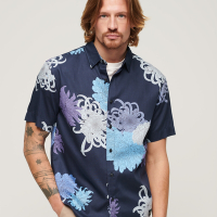 SUPERDRY 男裝 短襯衫 質感花襯衫 Hawaiian 菊花海軍藍