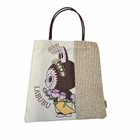 Pop Mart Labubu 泡泡瑪特泰國限定版帆布購物包(米白配金色)