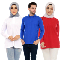Polo shirt Seragam lengan panjang kaos kerah unisex (S-XXXL) Cewek Cowok Bordir Sablon Logo