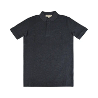 【BURBERRY 巴寶莉】BURBERRY LOGO純棉內格紋POLO衫(男款/深灰)