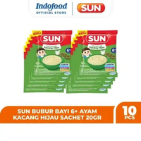 10 PCS - SUN Bubur Bayi 6+ Kacang Hijau Sachet 20 Gr