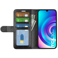 Case for TCL 30 5G or 4G (6.7in) T776H T676J T676K T676H Cover Wallet Card Stent Book Style Faux Leather Black for TCL 30+ TCL30