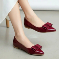 [Form Lớn Giảm 1 Size] Giày Búp Bê Mũi Nhọn Nơ Lớn, Giày Búp Bê Nơ, Giày Bít Mũi Nữ, Giày Búp Bê Big