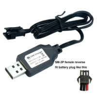 2pcs/lot 2S 7.4V Lithium Li-Ion Battery Charger USB Cable 800mA SM-3P reverse plug for RC Boat Truck