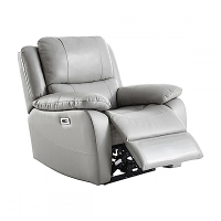hoi! 林氏木業頭層牛皮電動附USB乳膠獨立筒單人躺椅沙發 LS170-星灰色 (H014307945)