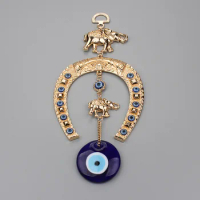 Lucky Eye Evil Eye Islam Quran Hanging Lucky Gold Color Elephant Keychain wall hangings for decoration