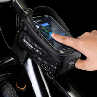 Bicycle Front Frame Bag Touch Screen Waterproof Phone Case Holder Upper Tube Pannier Storage Pouch MTB Road Bike Bag Accessories