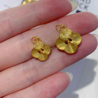 Pure 24K Yellow Gold Pendant Women 999 Gold Fish Leaf Necklace Pendant