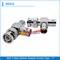Q9 BNC Male To 2 Dual BNC Female BNC 3 Way Splitter Adapter Socket Type T Nickel RF Video Coaxial Connector for CCTV Camera