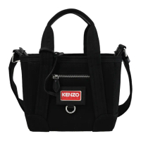 【KENZO】經典品牌LOGO帆布寬背帶手提包斜背包托特包兩用包(黑)
