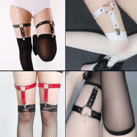 1pcs Women Sexy Punk Goth Heart-Shaped PU Leather Elastic Garter Thigh Ring Clothing Accessory Leg Suspender Stockings Garters