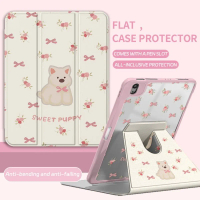 เคสป้องกัน iPad, การออกแบบสุนัขน่ารัก, หมุนได้ 720 °, พร้อมที่ใส่ปากกา, เข้ากันได้กับ iPad Pro 24 G