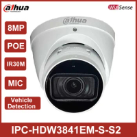 Dahua Original AI IPC-HDW3841EM-S-S2 8MP IR Fixed-focal Eyeball WizSense Network Camera Max. 256 G Micro SD Card. Built-in Mic