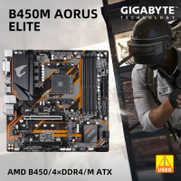 GIGABYTE B450M AORUS ELITE AMD B450 Chipset Support 4xDDR4 DIMM 64GB PCI-E3.0 1xM.2 USB 3.1 HDMI Used Motherboard for Desktop