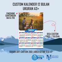 (A3+)KALENDER TAHUN 2026 12 BULAN BISA CUSTOM FOTO UKURAN A3+