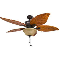 Honeywell Ceiling Fans Royal Palm, 52 Inch Tropical LED Ceiling Fan with Light, Pull Chain, Three Mounting Options