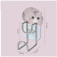 免打孔無痕粘貼浴室收納架（灰色貓） 