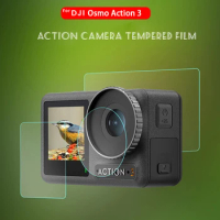 3Pcs/Set For DJI Osmo Action 3 Tempered Film DJI Osmo Action 2 Camera Lens Display Tempered Film Arc Edge