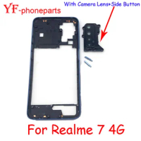 10Pcs Middle Frame ForOppo Realme 7 4G RMX2155 / Realme 7 5G RMX2111 Middle Frame+With Camera Lens Housing Bezel Repair Parts