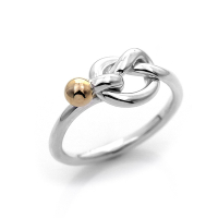 二手品 Tiffany&amp;Co. 18K黃金珠扭結925純銀線圈戒指