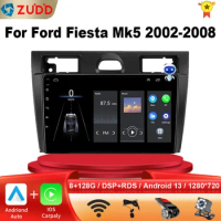 Android 13 Car Radio For Ford Fiesta Mk VI 5 Mk5 2002-2008 Multimedia GPS Navigation Player Stereo Carplay 2 Din DVD Carplay