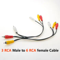 1pc RCA Audio Stereo Connector 3 RCA Male to 6 RCA female Cable AV audio cable 1/2 lotus audio cable lotus cable