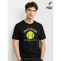 FQU Softball Lovers Crazy Catcher T-shirt Print(ed) Vintage Party Wear for Halloween and Christmas C