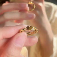 Visimary • Haziqa Cincin PaperClip Love Polos Aksen Rantai Perhiasan Titanium Korean Style Best Sell