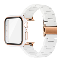 Resin Bracelet+Case For Apple Watch Ultra Band Series9 8 7 49mm 45mm 41mm Screen Protector Bands iWatch SE 6 5 4 44mm 40mm Strap