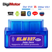 ELM327 V1.5 ELM327 Bluetooth-compatible OBD2 Scanner Android Car Auto Diagnostic Tool Automotive OBD 2 OBDII Scaner Better V2.1