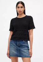 GAP Short Sleeve Linen Pointelle Top