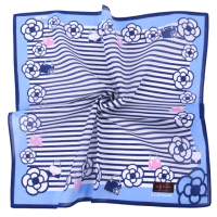 【CLATHAS】山茶花購物包條紋純綿帕巾(藍色)
