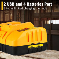 適用德偉工具鋰電池包DCB104快四槽位12V-20V電動工具電池充電器【宜家良品百貨】