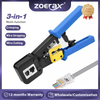 เครื่องหนีบสาย ZoeRax รุ่น RJ45 สำหรับหัวต่อแบบผ่าน/อีซี่ RJ11/RJ12/RJ45 ตัดและปอกสาย เครื่องมือหนีบ