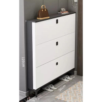 輕奢翻鬥鞋櫃進門玄關櫃 ([單層款]雙拼灰白色90*17*120cm） 